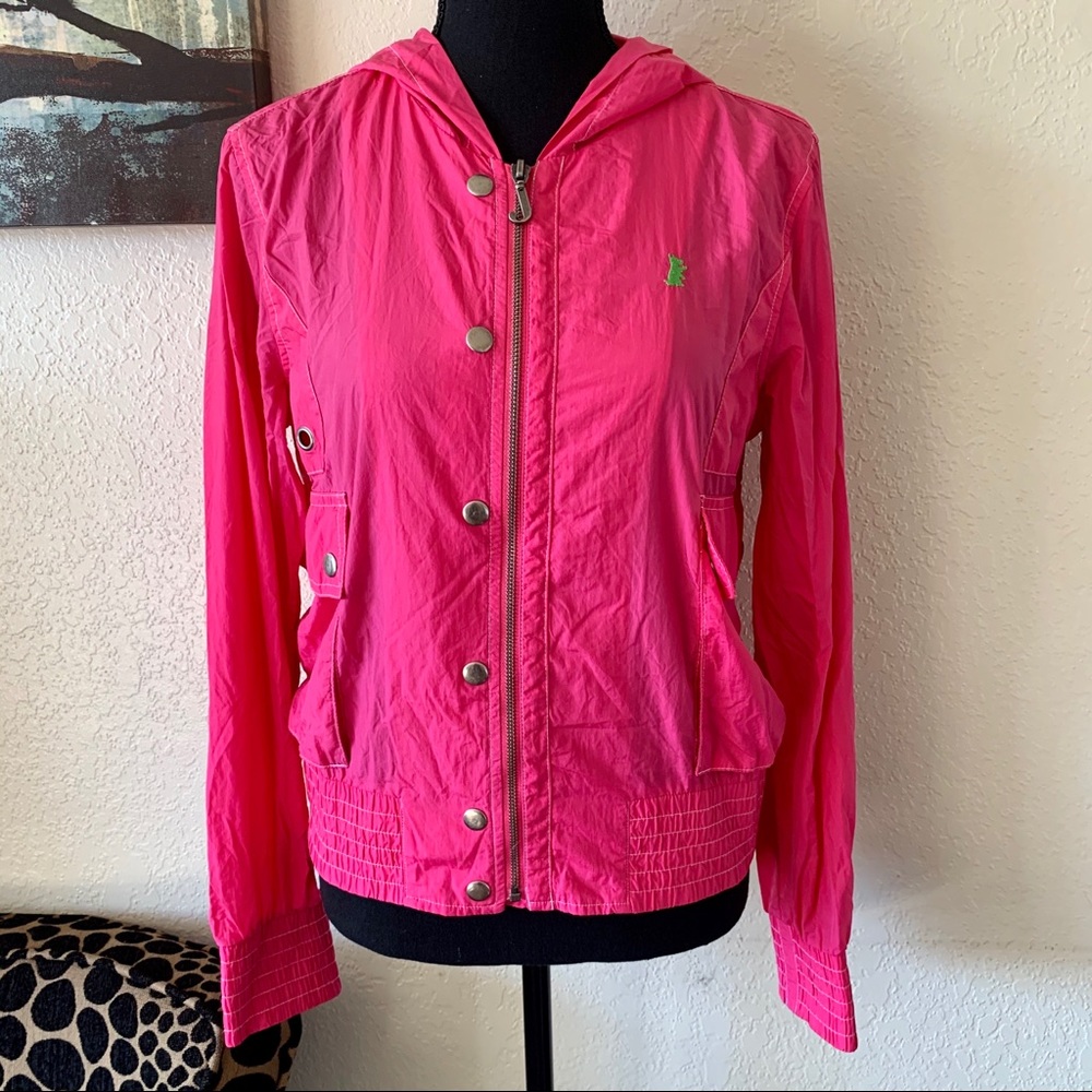 Juicy Couture Pink Nylon Windbreaker Jacket Sz M